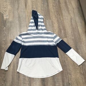 Navy and White Striped Women's Hoodie